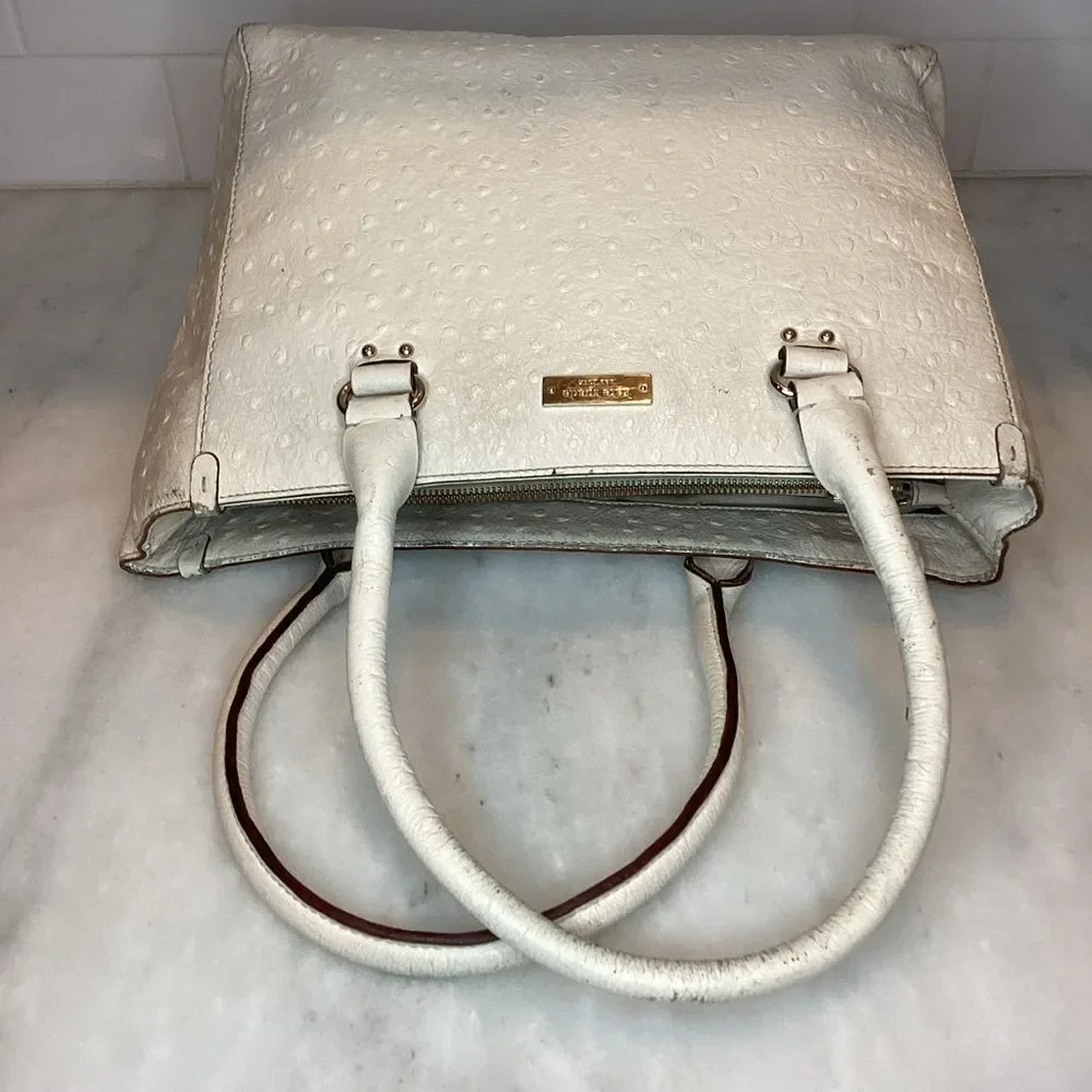 Kate Spade Bag Purse Handbag Leather Wellesley Quinn Ostrich Tote Preloved Bag